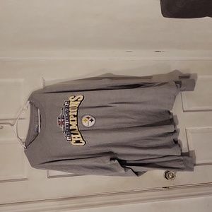 4XL Reebox Pittsburgh Steelers Super Bowl 40 Champions Long Sleeve Grey Shirt